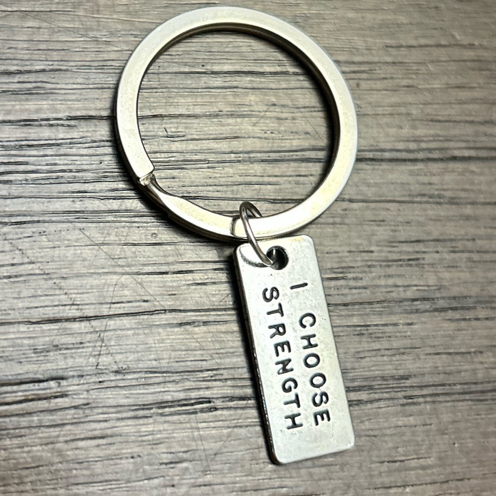 Silver Keychain with Inspirational Tag